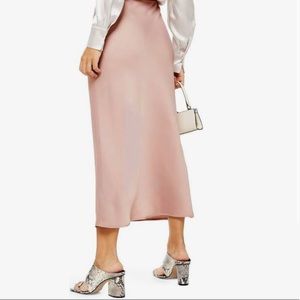Topshop Satin Midi Skirt